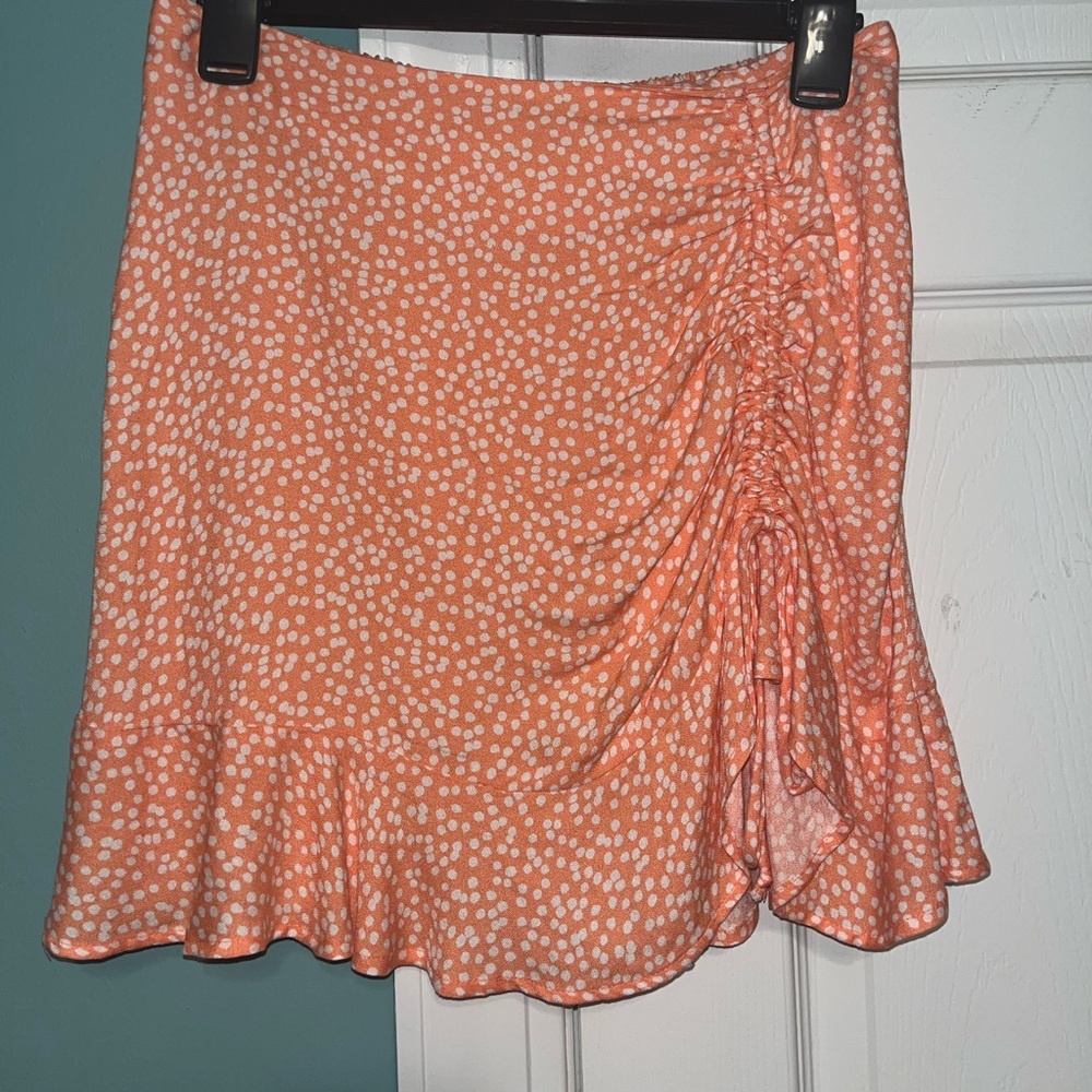Coral polka-dot skirt, SIZE SMALL